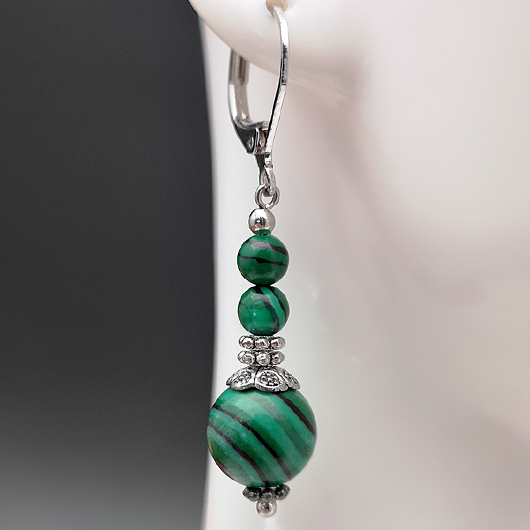 Green jewelry,Green Retro Round Striped Alloy Earrings
