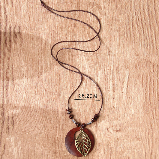Dark Coffee jewelry,Plants jewelry,Leaf Dark Coffee Alloy Beaded Necklace