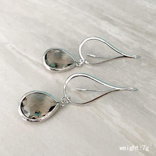 Silver jewelry,Other jewelry,Teardrop Design Silver Hollow Alloy Earrings