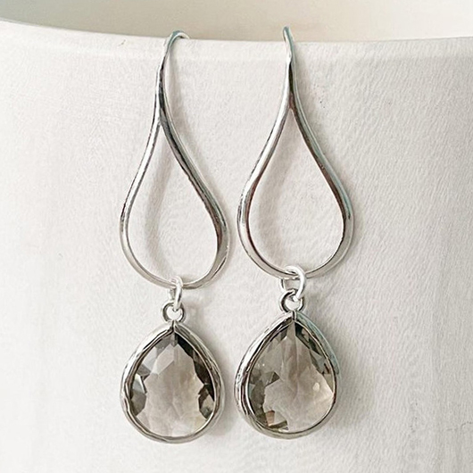 Silver jewelry,Other jewelry,Teardrop Design Silver Hollow Alloy Earrings