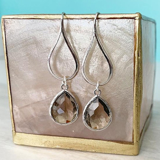 Silver jewelry,Other jewelry,Teardrop Design Silver Hollow Alloy Earrings