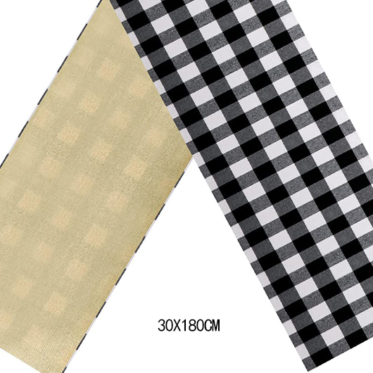 Black accessories,Plaid accessories,Striped accessories,Geometric accessories,Plaid Ombre Black Table Runner Tablecloth