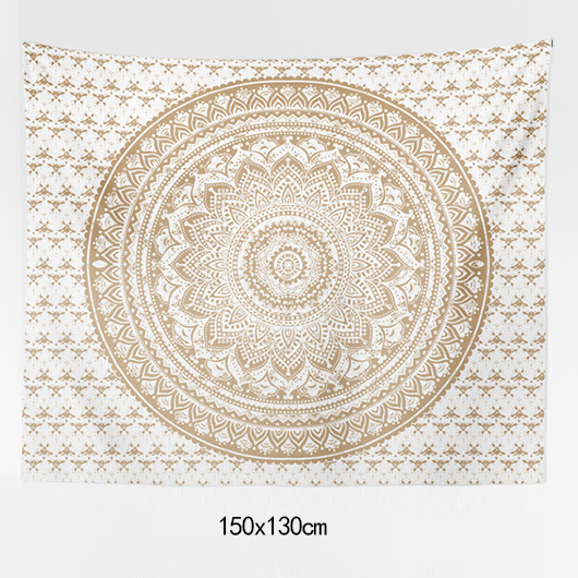 Beige accessories,Plain Color accessories,Beige Mandala Print Bohemian Polyester Tapestry