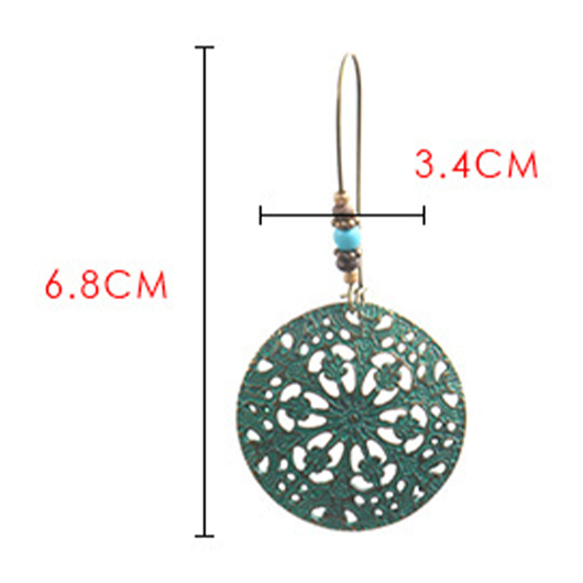 Round Turquoise Alloy Tribal Design Earrings