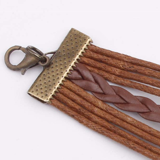 Dark Coffee jewelry,Dark Coffee Letter Design Faux Leather Bracelet