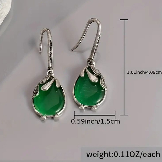 Green jewelry,Geometric jewelry,Green Teardrop Design Alloy Geometric Earrings