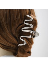 Silberweiße Haarspange mit Metalldetail und Wellendesign