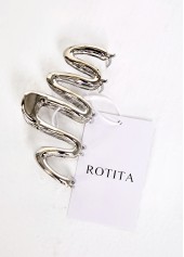 Silvery White accessories,Plain Color accessories,Metal Detail Wave Design Silvery White Barrette