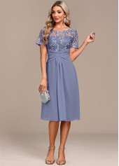 Dusty Blue plus size,Plain Color plus size,ROTITA Plus Size Lace Dusty Blue H Shape Dress