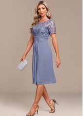 Dusty Blue plus size,Plain Color plus size,ROTITA Plus Size Lace Dusty Blue H Shape Dress