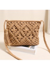 Dark Camel accessories,Plain Color accessories,Dark Camel Tassel Zip Crossbody Bag