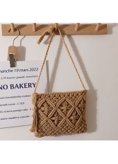 Dark Camel accessories,Plain Color accessories,Dark Camel Tassel Zip Crossbody Bag