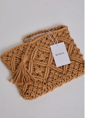 Dark Camel accessories,Plain Color accessories,Dark Camel Tassel Zip Crossbody Bag