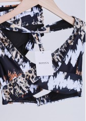 Black swimwear,Leopard swimwear,ROTITA Criss Cross Black Leopard Bikini Set