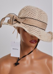 Light Camel accessories,Plain Color accessories,Contrast Stitch Bowknot Light Camel Visor Hat