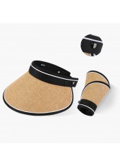 Light Camel accessories,Black accessories,Contrast Color accessories,Light Camel Weave Design Sun Hat