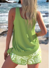 Avocado Green swimwear,Paisley swimwear,ROTITA Jacquard Avocado Green Paisley Print Tankini Set