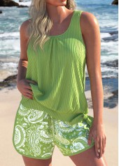 Rotita Tankini-Set mit Jacquard-Avocadogrün und Paisley-Print