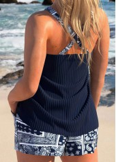 Navy plus size,Tribal plus size,Paisley plus size,ROTITA Plus Size Patchwork Tribal Print Navy Tankini Set
