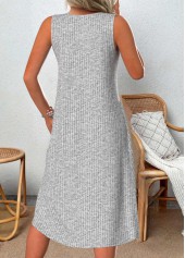 Light Grey Marl dresses,Plain Color dresses,Everyday dresses,Casual dresses,ROTITA Patchwork Light Grey Marl A Line V Neck Dress