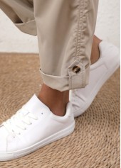 Light Camel bottoms,Plain Color bottoms,Drawstring Light Camel Elastic Waist High Waisted Pants