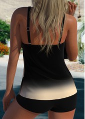 Black plus size,Light Coffee plus size,Ombre plus size,ROTITA Plus Size Layered Ombre Black Tankini Top