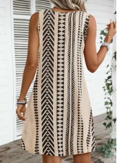 Light Camel dresses,Black dresses,Striped dresses,Geometric dresses,Everyday dresses,Casual dresses,ROTITA Circular Ring Striped Light Camel A Line Sleeveless Dress