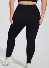 Black plus size,Plain Color plus size,Plus Size Black Skinny Elastic Waist High Waisted Leggings