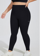 Black plus size,Plain Color plus size,Plus Size Black Skinny Elastic Waist High Waisted Leggings