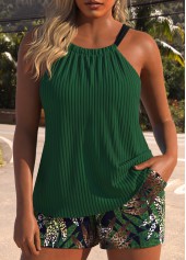 ensemble de tankini à imprimé de plantes tropicales vertes croisées rotita