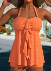Rotita – Tankini-Set aus Jacquard mit Rüschen in Orange