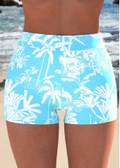 Cyan swimwear,Plants swimwear,ROTITA Tropical Plants Print Ruffle Tankini Set