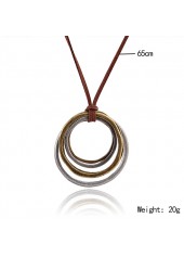 Silver jewelry,Round Circular Layered Silver Alloy Necklace