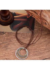 Silver jewelry,Round Circular Layered Silver Alloy Necklace