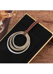 Silver jewelry,Round Circular Layered Silver Alloy Necklace