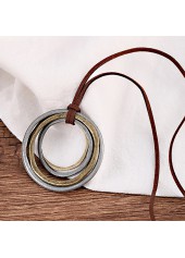 Silver jewelry,Round Circular Layered Silver Alloy Necklace