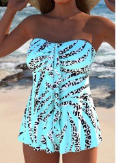 Cyan swimwear,Animal Print swimwear,ROTITA Ruffle Cyan Animal Print Tankini Set