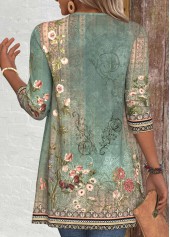Sage Green tops,Floral tops,Plants tops,ROTITA Patchwork Floral Print Sage Green Long Sleeve Light Cardigan