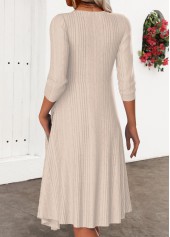 Light Camel dresses,Floral dresses,Plants dresses,Everyday dresses,Casual dresses,ROTITA Patchwork Floral Print Dark Camel A Line Dress