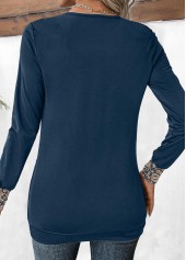 Navy tops,Tribal tops,ROTITA Patchwork Tribal Print Navy Fake Two Piece Twinset