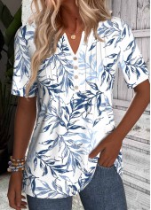 weißes T-Shirt mit Rotita-Blattdruck