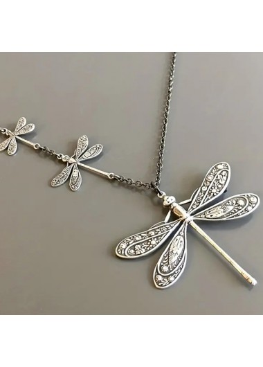 Silver jewelry,Animal Print jewelry,Silver Dragonfly Design Insect Alloy Necklace