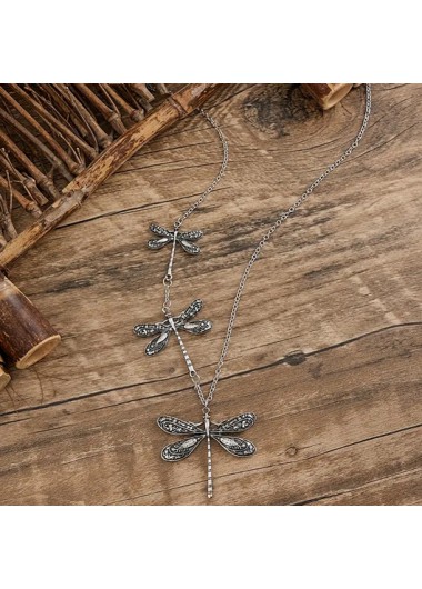 Silver jewelry,Animal Print jewelry,Silver Dragonfly Design Insect Alloy Necklace
