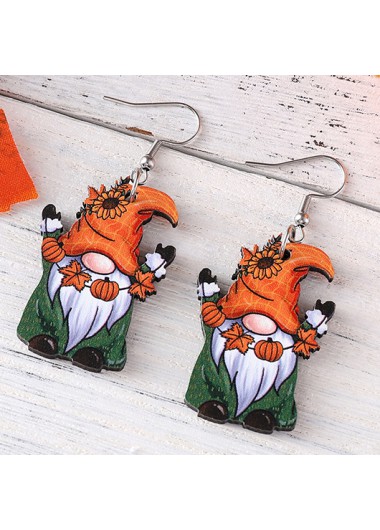 Orange jewelry,Plants jewelry,Halloween Maple Leaf Orange Wood Pumpkin Earrings