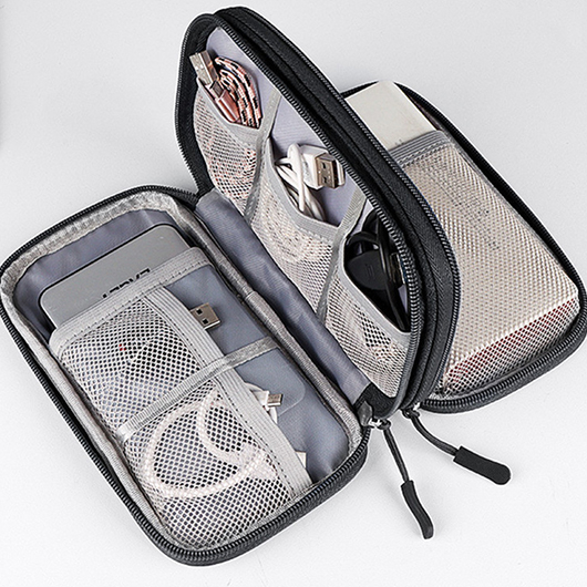 Black accessories,Plain Color accessories,Black Mesh Zip Canvas Storage Bag