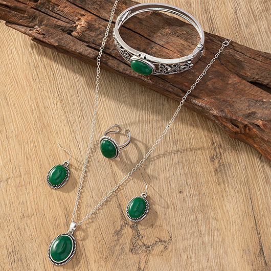 Blackish Green jewelry,Other jewelry,Blackish Green Alloy Round Necklace and Wristband