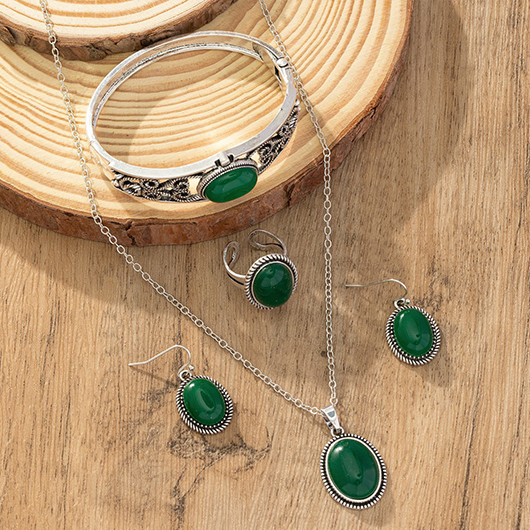 Blackish Green jewelry,Other jewelry,Blackish Green Alloy Round Necklace and Wristband