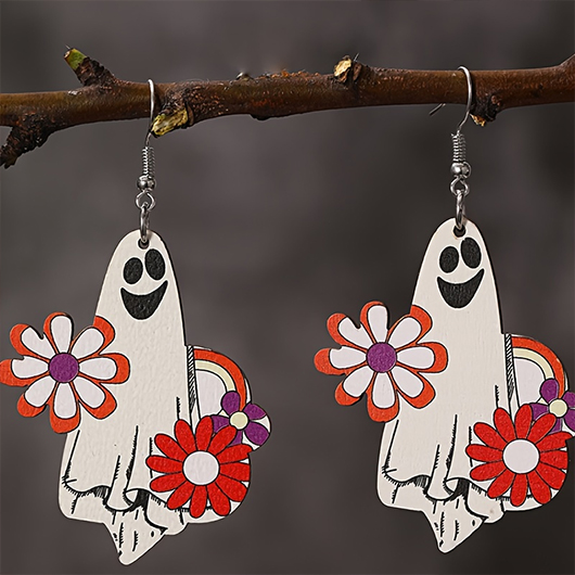 Beige jewelry,Halloween jewelry,Floral jewelry,Plants jewelry,Floral Halloween Design Beige Alloy Earrings