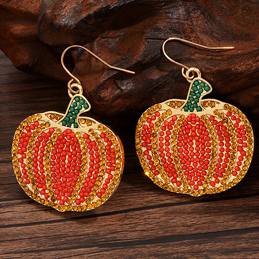 Orange jewelry,Halloween Pumpkin Design Orange Alloy Earrings