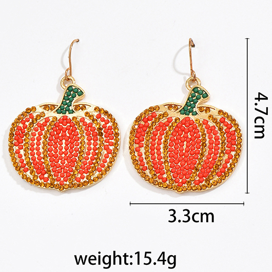Orange jewelry,Halloween Pumpkin Design Orange Alloy Earrings